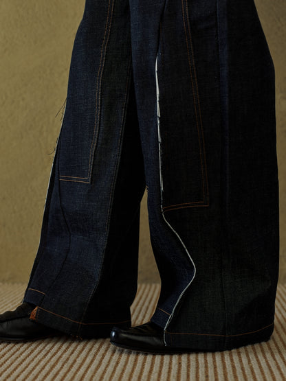 JIEDA　CUT OFF DOUBLE KNEE DENIM PANTS