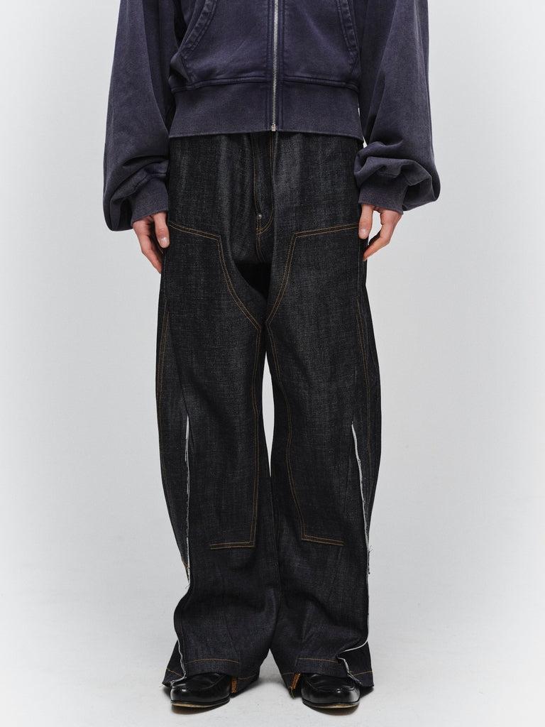 JIEDA　CUT OFF DOUBLE KNEE DENIM PANTS