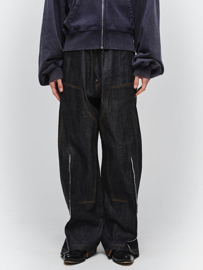 JIEDA　CUT OFF DOUBLE KNEE DENIM PANTS