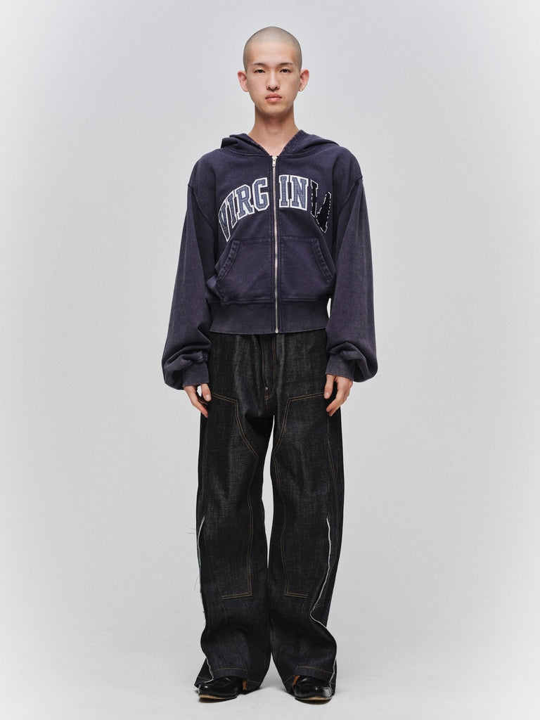 JIEDA　CUT OFF DOUBLE KNEE DENIM PANTS
