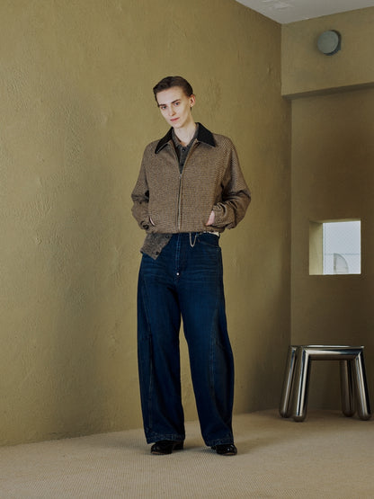 JIEDA　VINTAGE-FEEL DRAPED DENIM PANTS