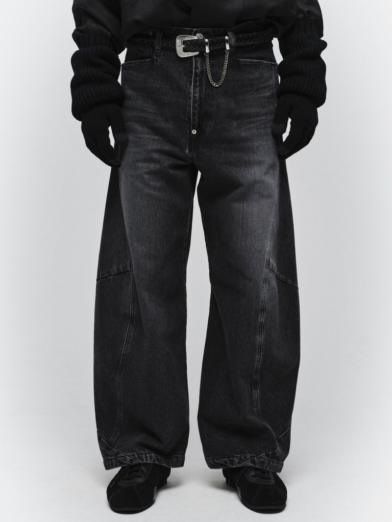 JIEDA　VINTAGE-FEEL DRAPED DENIM PANTS