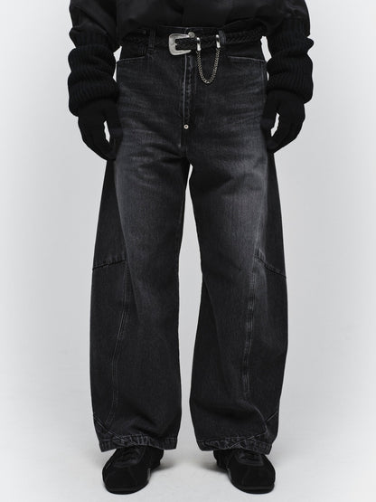 JIEDA　VINTAGE-FEEL DRAPED DENIM PANTS