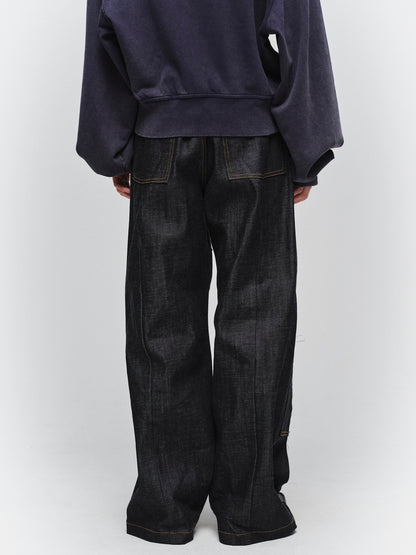 JIEDA　CUT OFF DOUBLE KNEE DENIM PANTS