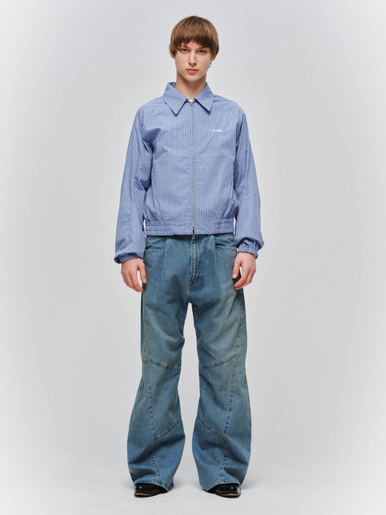 JIEDA　USED WASH ENGINEERED DRAPED FLARE DENIM PANTS