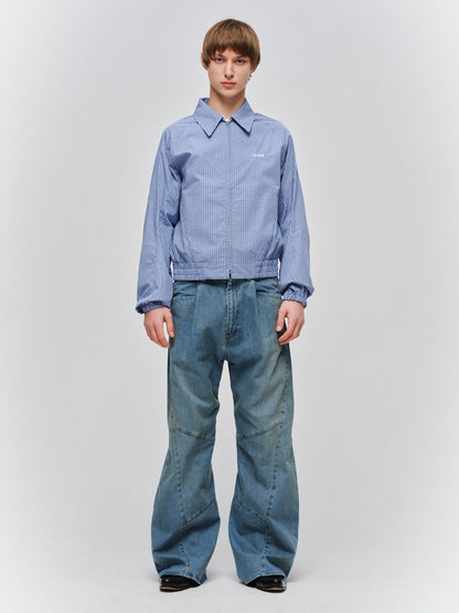 JIEDA　USED WASH ENGINEERED DRAPED FLARE DENIM PANTS