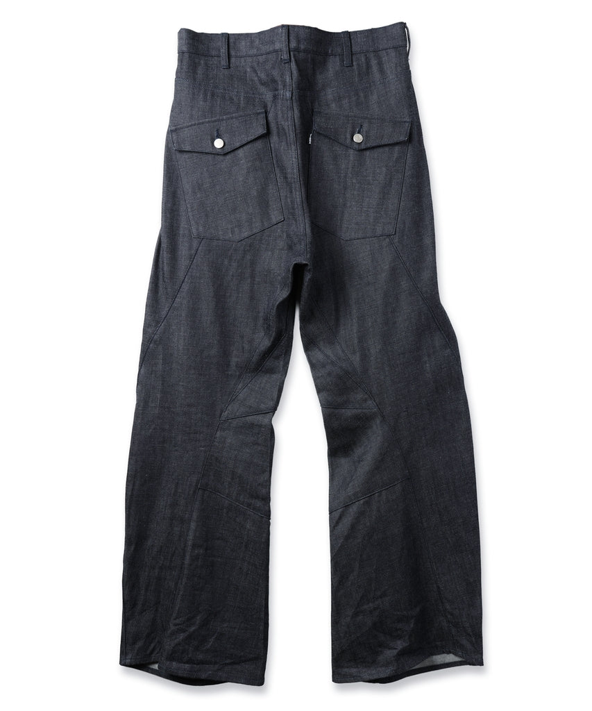 JIEDA　ENGINEERED DRAPING FLARE DENIM PANTS