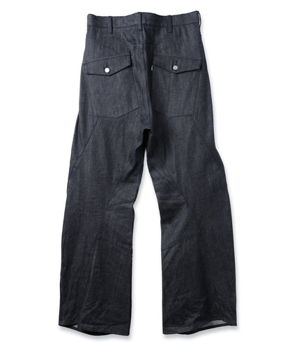 JIEDA　ENGINEERED DRAPING FLARE DENIM PANTS