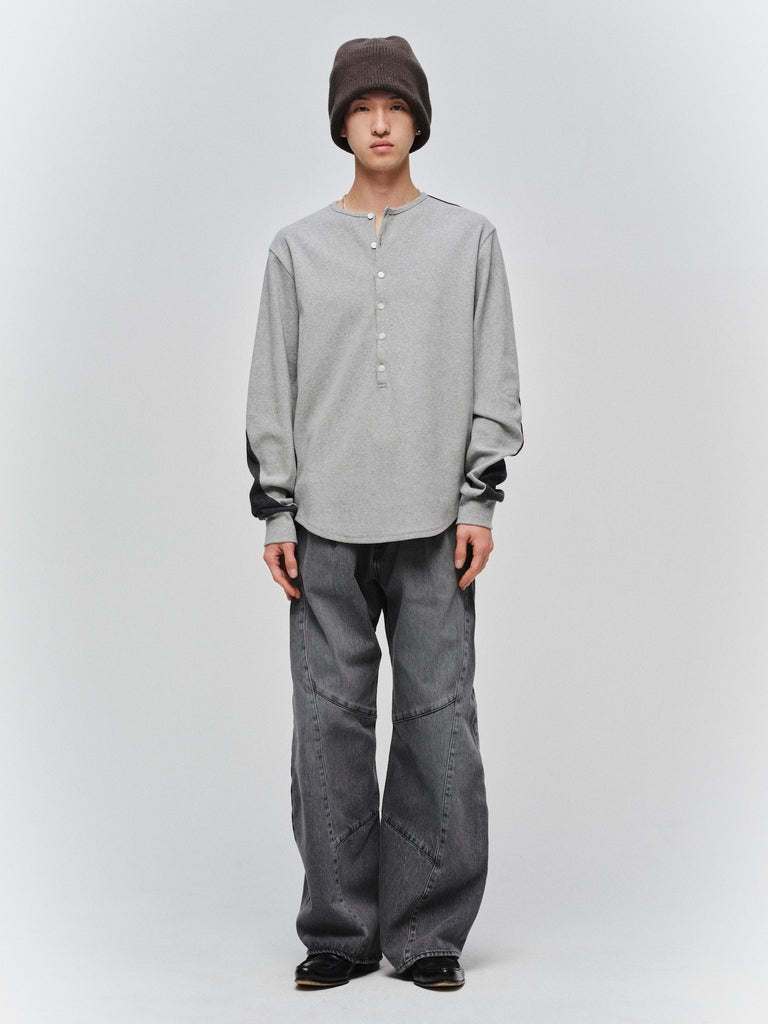 JIEDA　USED WASH ENGINEERED DRAPED FLARE DENIM PANTS