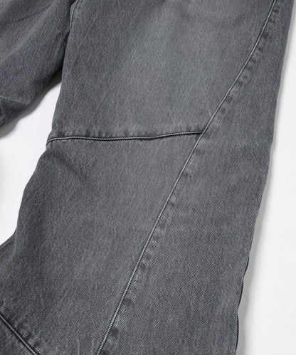 JIEDA　USED WASH ENGINEERED DRAPED FLARE DENIM PANTS