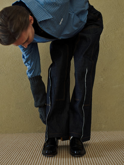 JIEDA　CUT OFF DOUBLE KNEE DENIM PANTS
