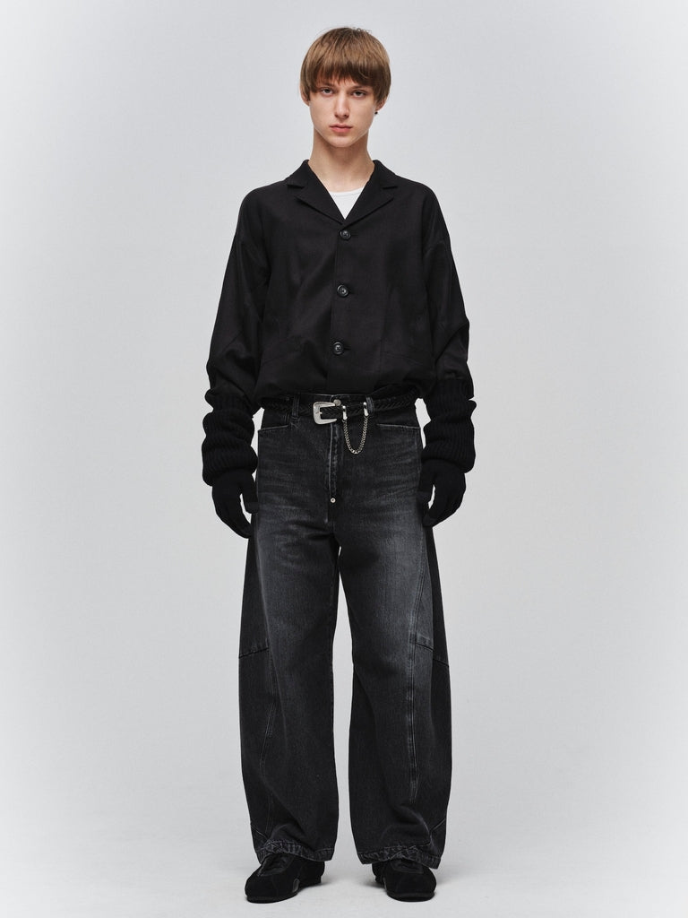 JIEDA　VINTAGE-FEEL DRAPED DENIM PANTS