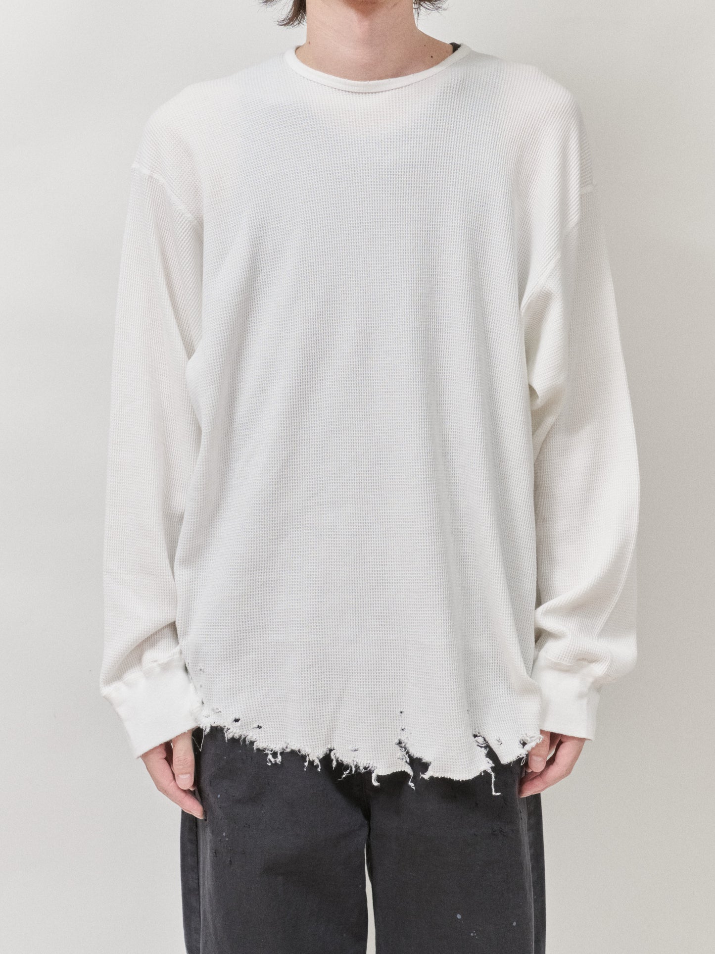 ANCELLM　DAMAGE WAFFLE CREW LS