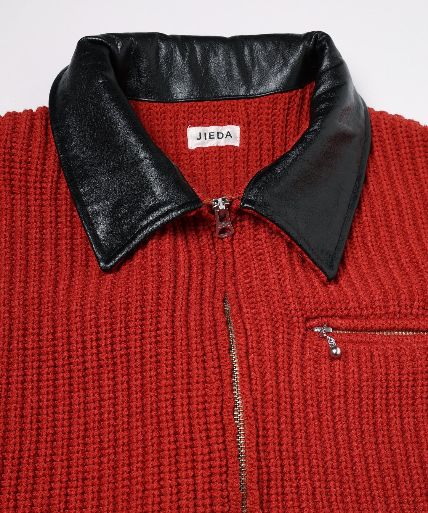 JIEDA　LEATHER-COLLAR KNIT WORK JACKET