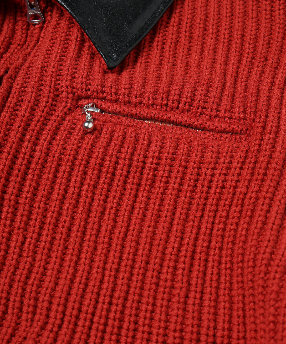 JIEDA　LEATHER-COLLAR KNIT WORK JACKET