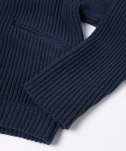 JIEDA　LEATHER-COLLAR KNIT WORK JACKET