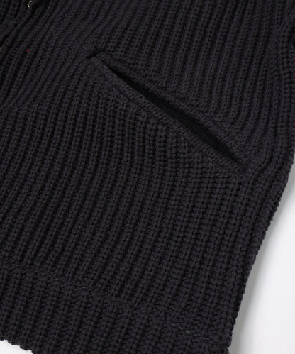 JIEDA　LEATHER-COLLAR KNIT WORK JACKET